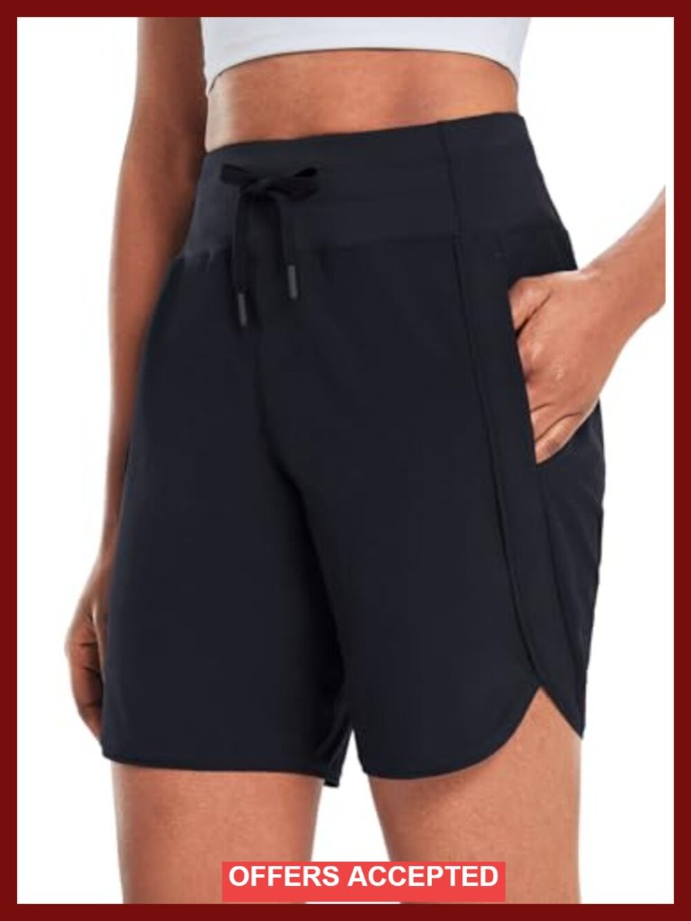 High Rise 7" Inseam Athletic Running Shorts with Zipper Pocket